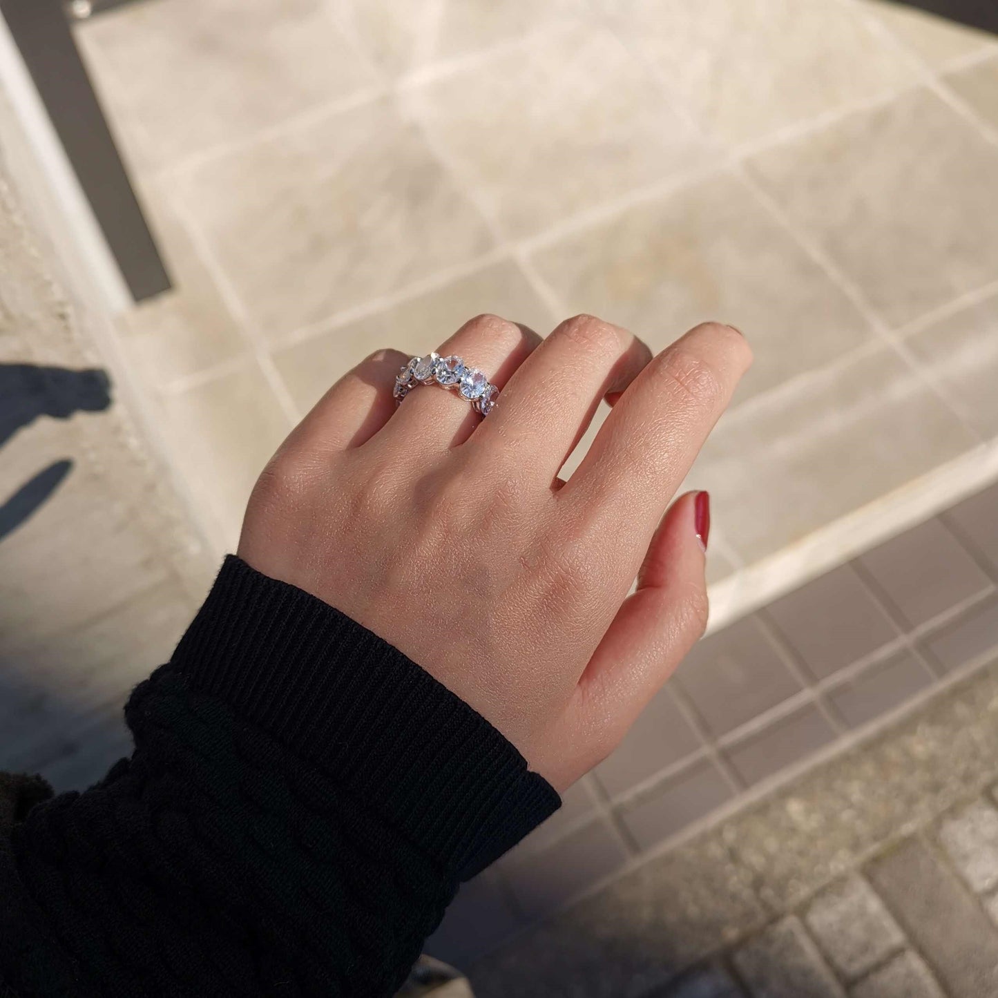 925 Silver Zircon Big Diamond Emerald Cut Row Diamond Ring