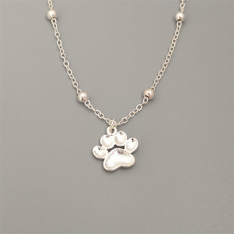 Bohemian Paw Print Pendant Beaded Anklet