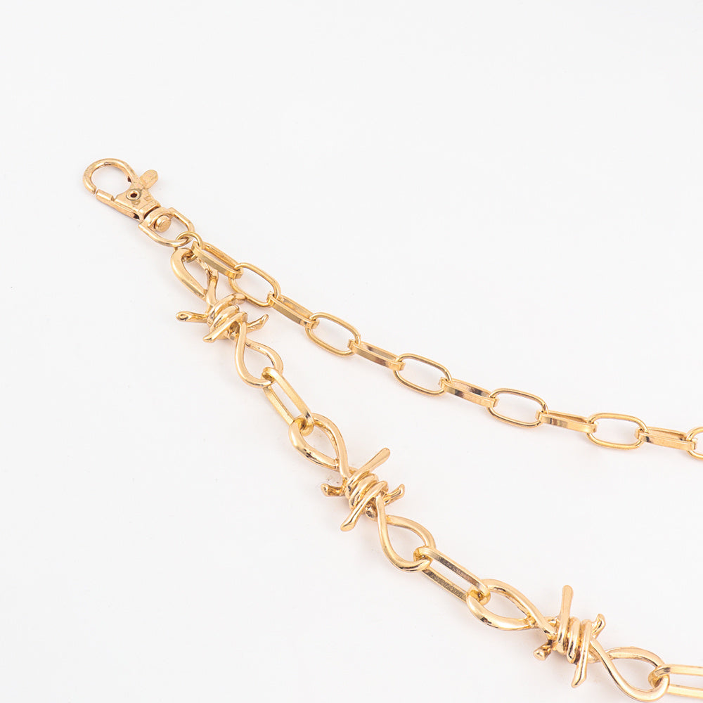 Gold Double Briar Barb Personality Pants Chain Fashion Metal Two Layer Chain Hip Hop Punk Jeans Hip Hop Club Accessories