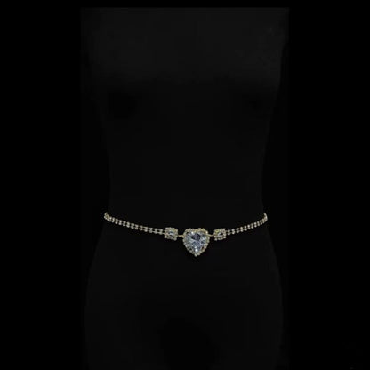 Rhinestone Love Waist Chain Female Sexy Metal Waist Chain