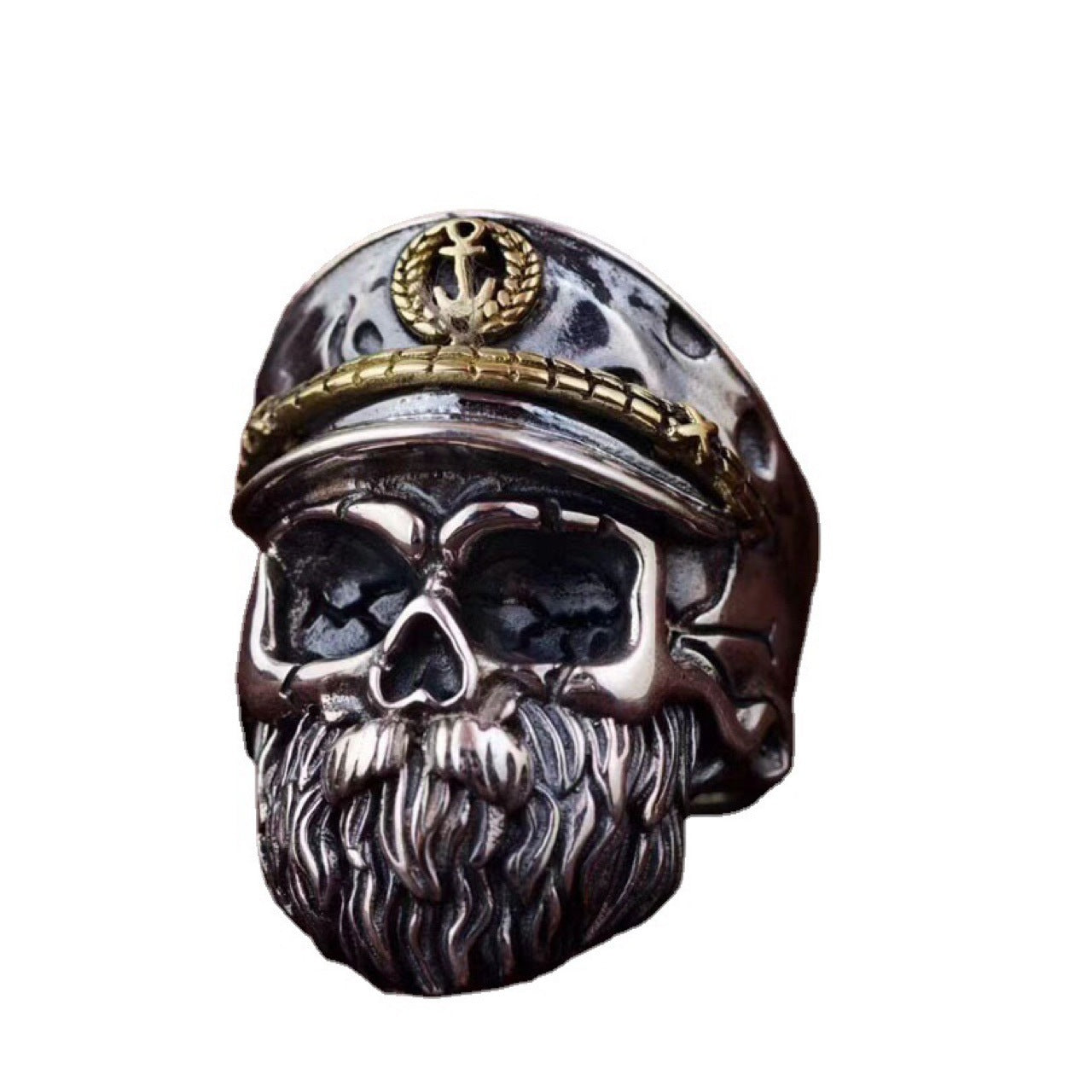 S925 Sterling Silver Men's Exaggerated Dark Skull Ring