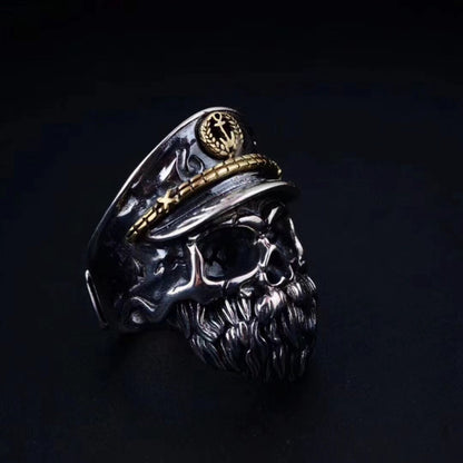 S925 Sterling Silver Men's Exaggerated Dark Skull Ring