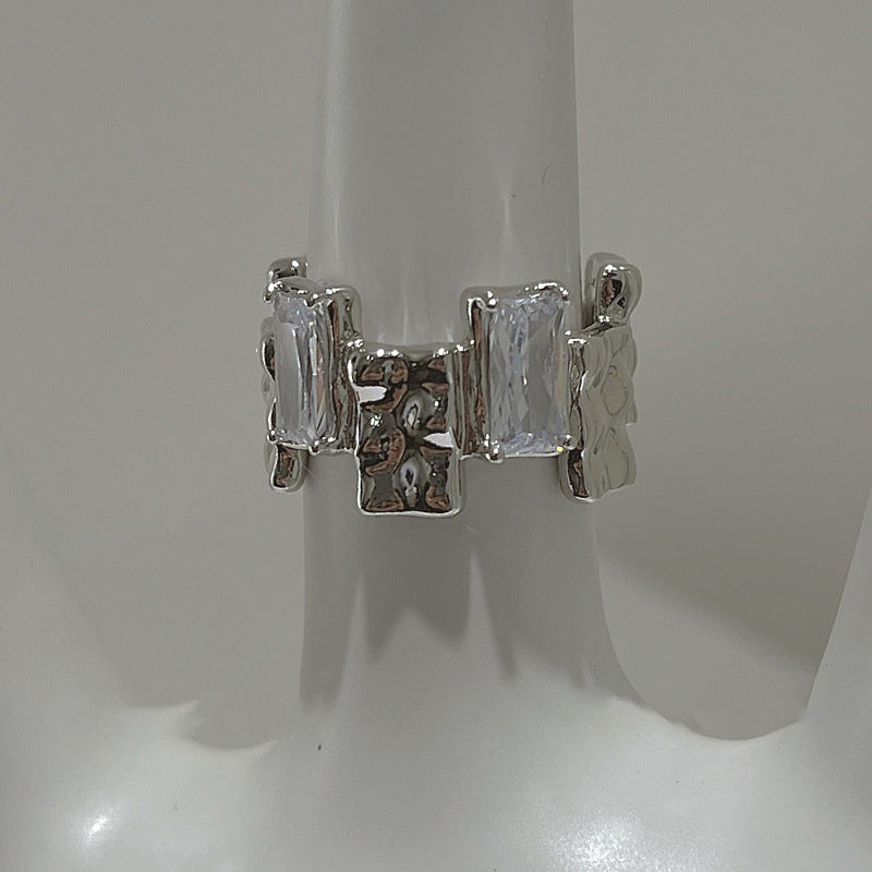 Cross Zircon Ring Ins Women's Special Interest Design Open Gemstone Ring