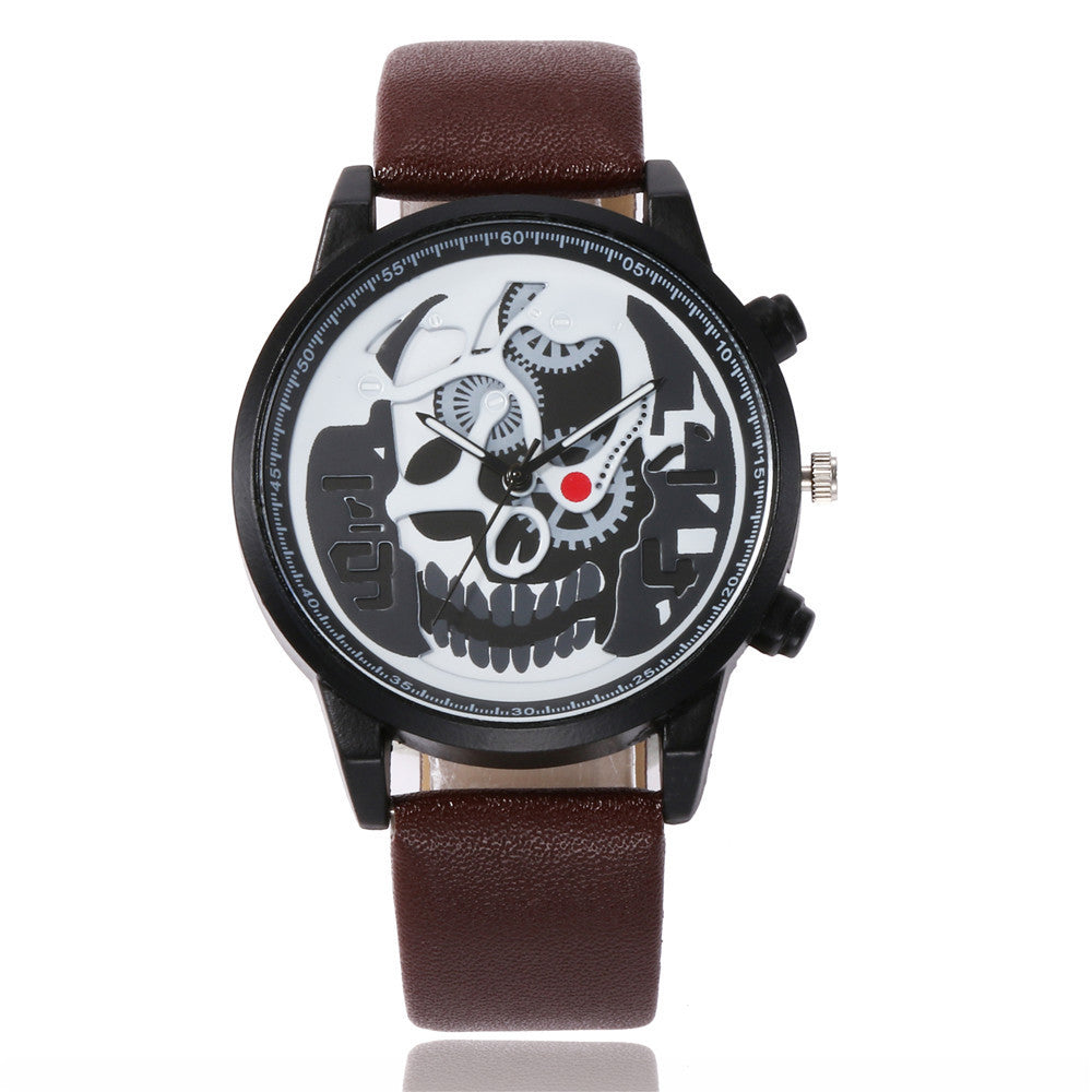 Personality wild gear skull head men's belt watch