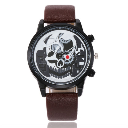 Personality wild gear skull head men's belt watch