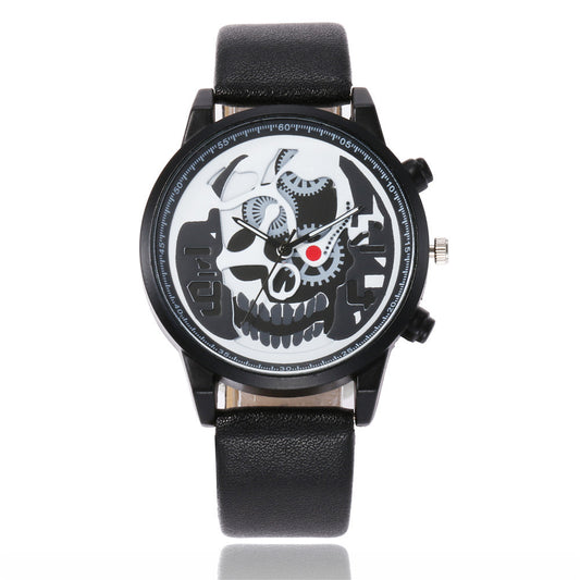 Personality wild gear skull head men's belt watch