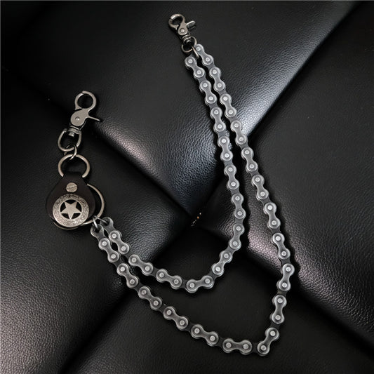 Personality Performance Trend Men's Denim Punk Pants Chain Men