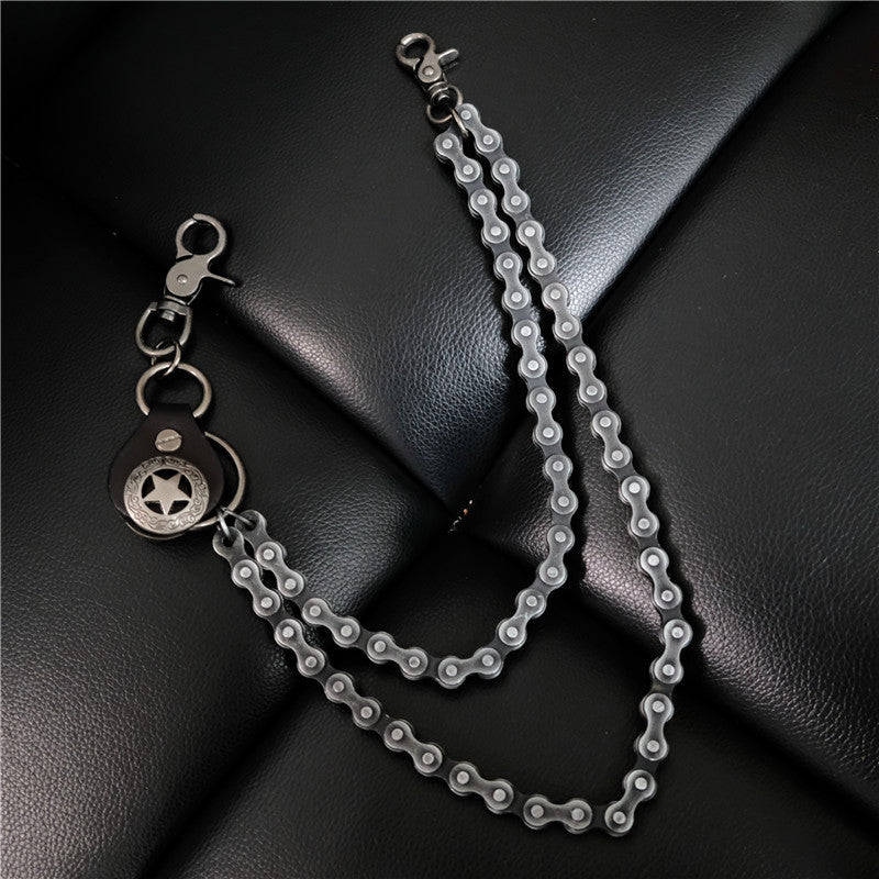 Personality Performance Trend Men's Denim Punk Pants Chain Men