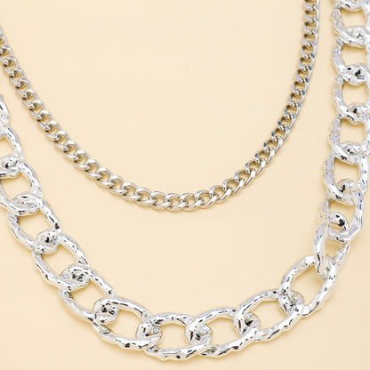 Silver Multi-layer Hollow Pants Chain Personality Design Thick And Thin Chain Simple Fashion With Denim Overalls