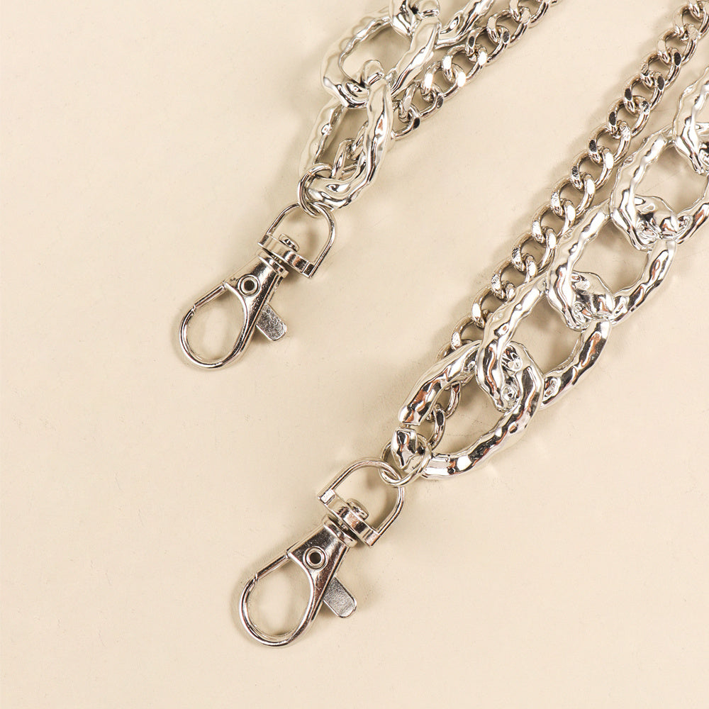 Silver Multi-layer Hollow Pants Chain Personality Design Thick And Thin Chain Simple Fashion With Denim Overalls