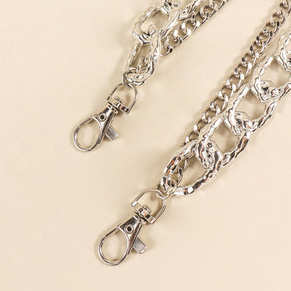 Silver Multi-layer Hollow Pants Chain Personality Design Thick And Thin Chain Simple Fashion With Denim Overalls