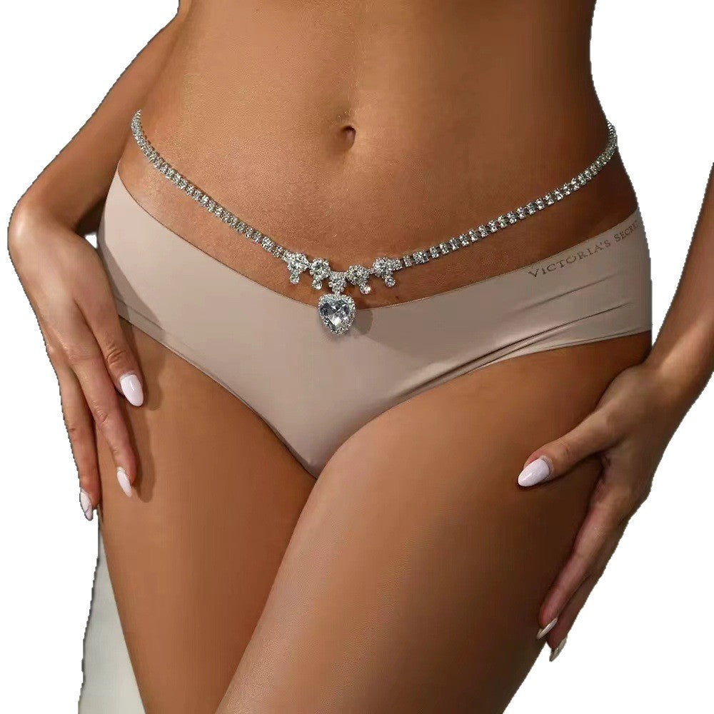 Rhinestone Love Waist Chain Female Sexy Metal Waist Chain