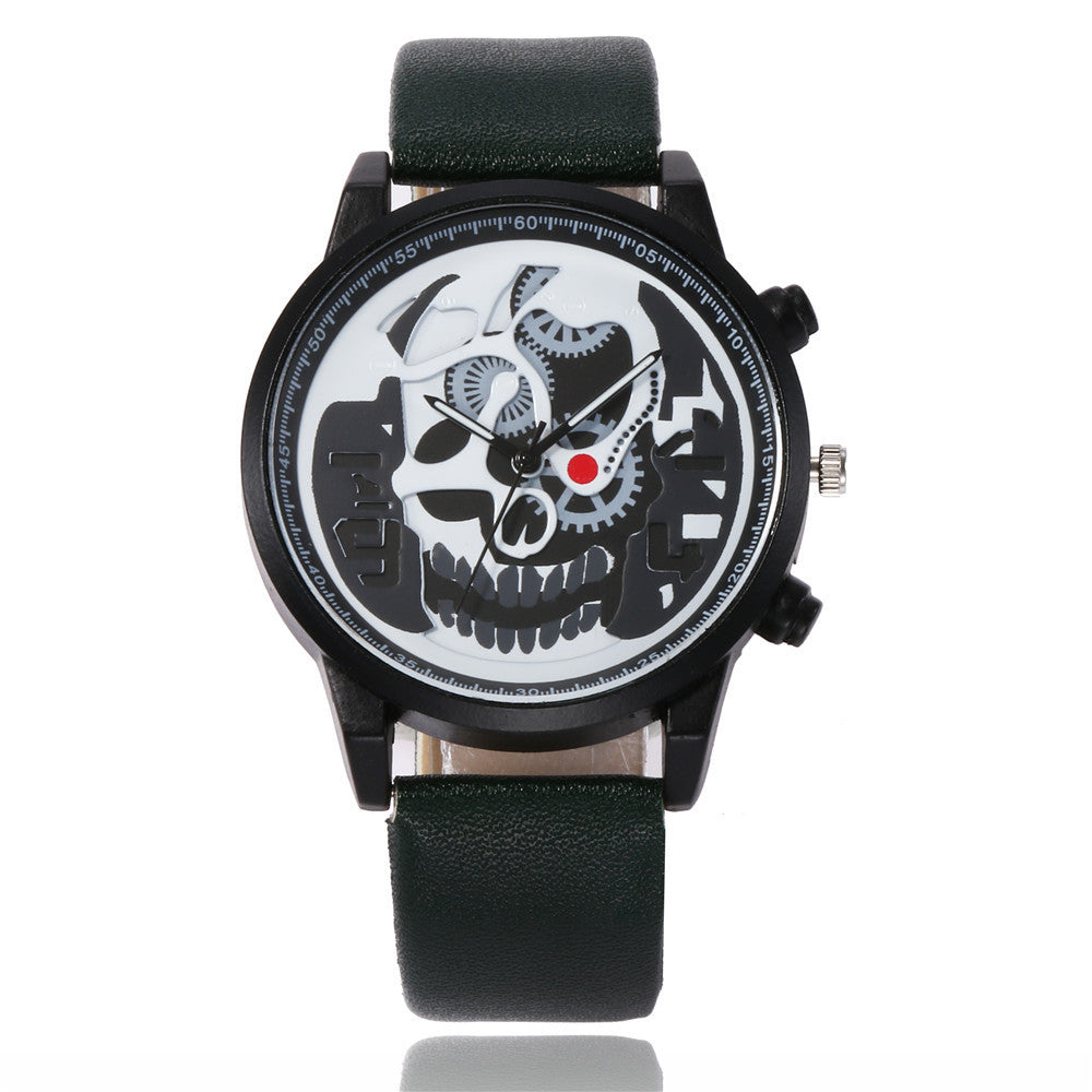 Personality wild gear skull head men's belt watch