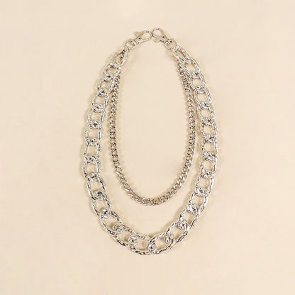 Silver Multi-layer Hollow Pants Chain Personality Design Thick And Thin Chain Simple Fashion With Denim Overalls