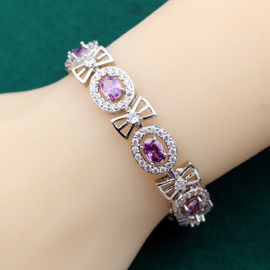 Classic Purple Zircon Inlaid Bracelet