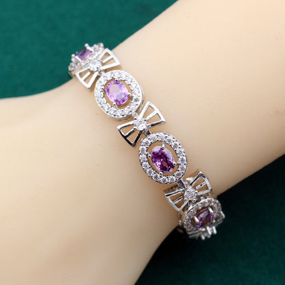 Classic Purple Zircon Inlaid Bracelet