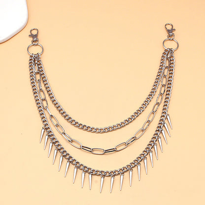 Punk Metal Willow Nail Geometric Chain Pants