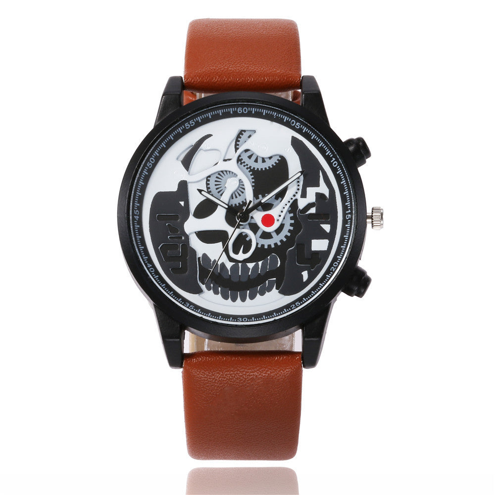 Personality wild gear skull head men's belt watch