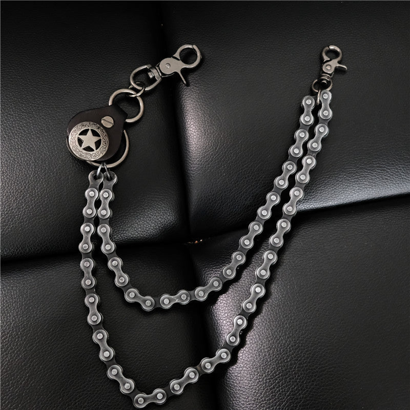 Personality Performance Trend Men's Denim Punk Pants Chain Men