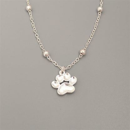 Bohemian Paw Print Pendant Beaded Anklet