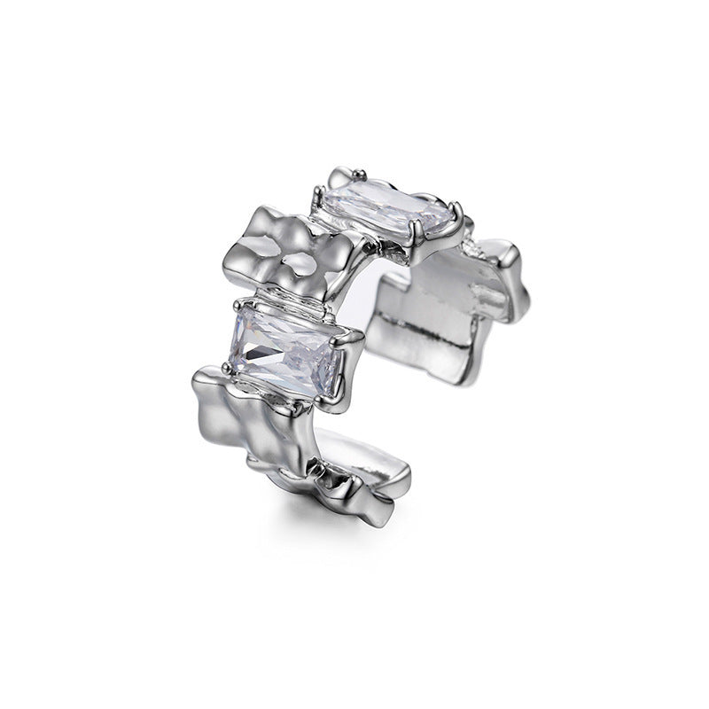 Cross Zircon Ring Ins Women's Special Interest Design Open Gemstone Ring