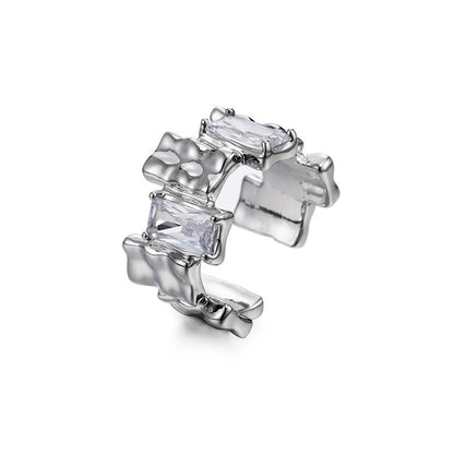 Cross Zircon Ring Ins Women's Special Interest Design Open Gemstone Ring
