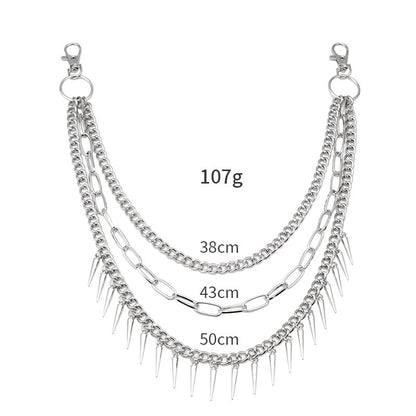 Punk Metal Willow Nail Geometric Chain Pants