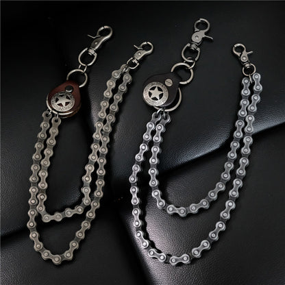 Personality Performance Trend Men's Denim Punk Pants Chain Men