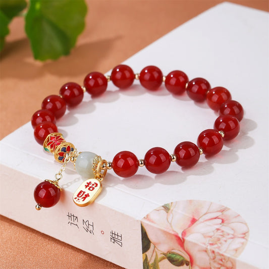 Natural Red Agate Bracelet Niche High Sense