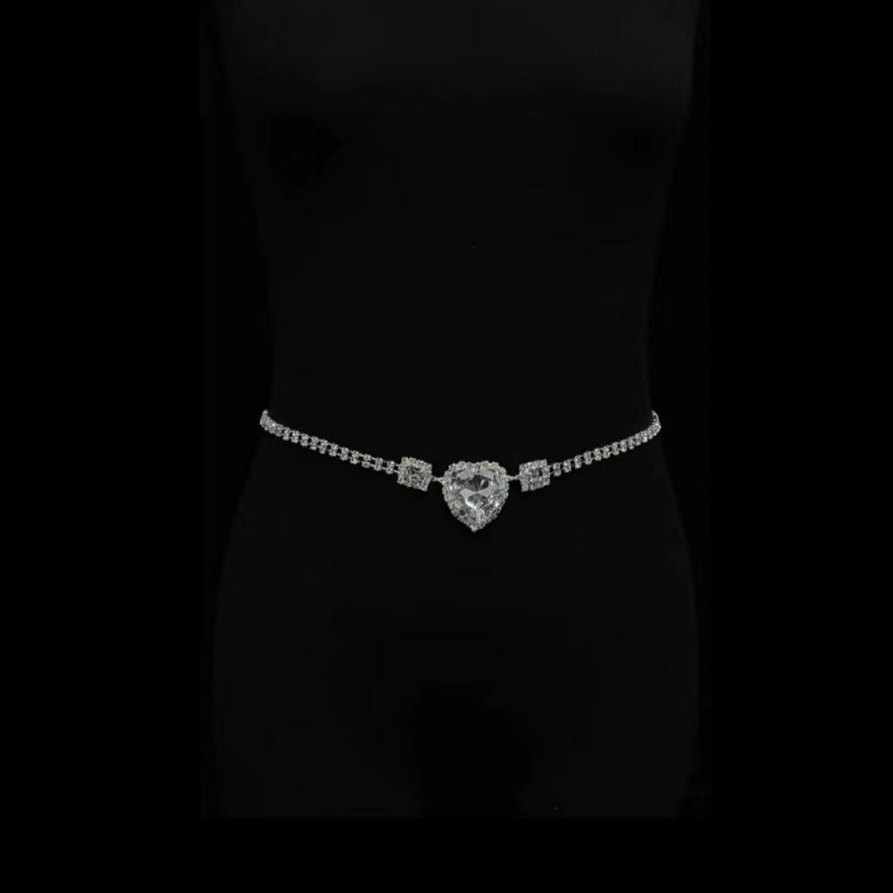 Rhinestone Love Waist Chain Female Sexy Metal Waist Chain