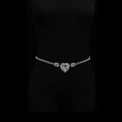 Rhinestone Love Waist Chain Female Sexy Metal Waist Chain