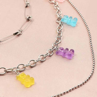 Ins Sweet Colorful Candy-colored Bear Tassel Pants Chain