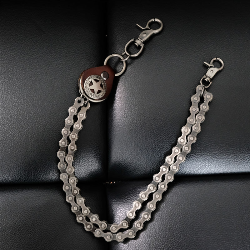 Personality Performance Trend Men's Denim Punk Pants Chain Men