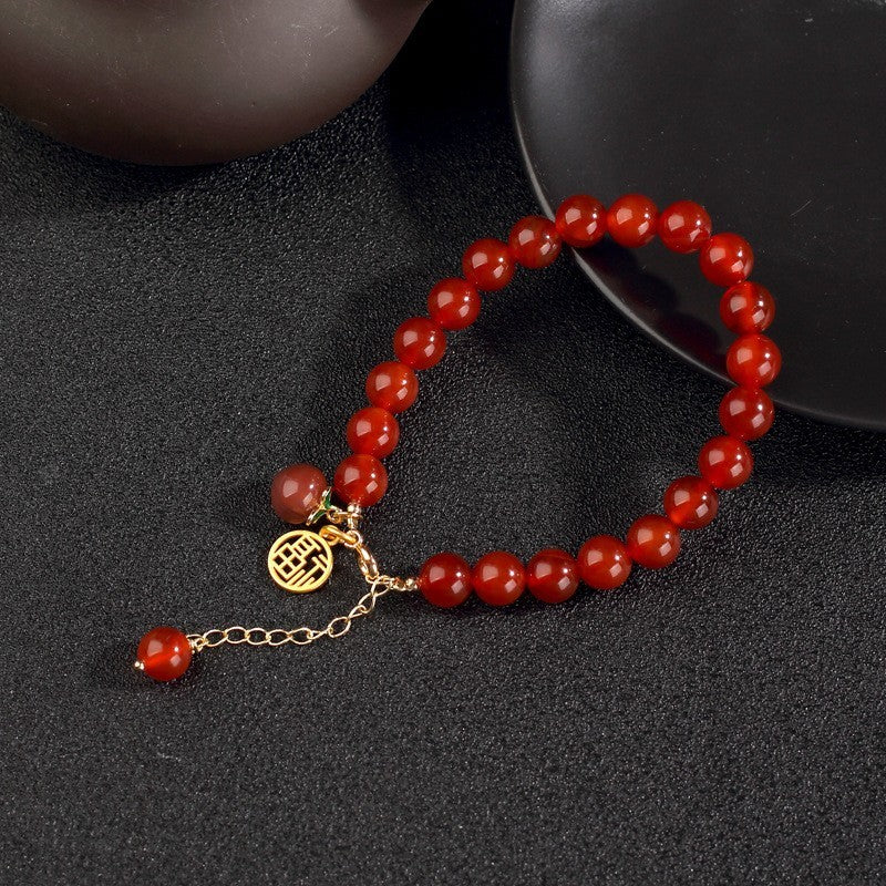 Natural Red Agate Bracelet Niche High Sense