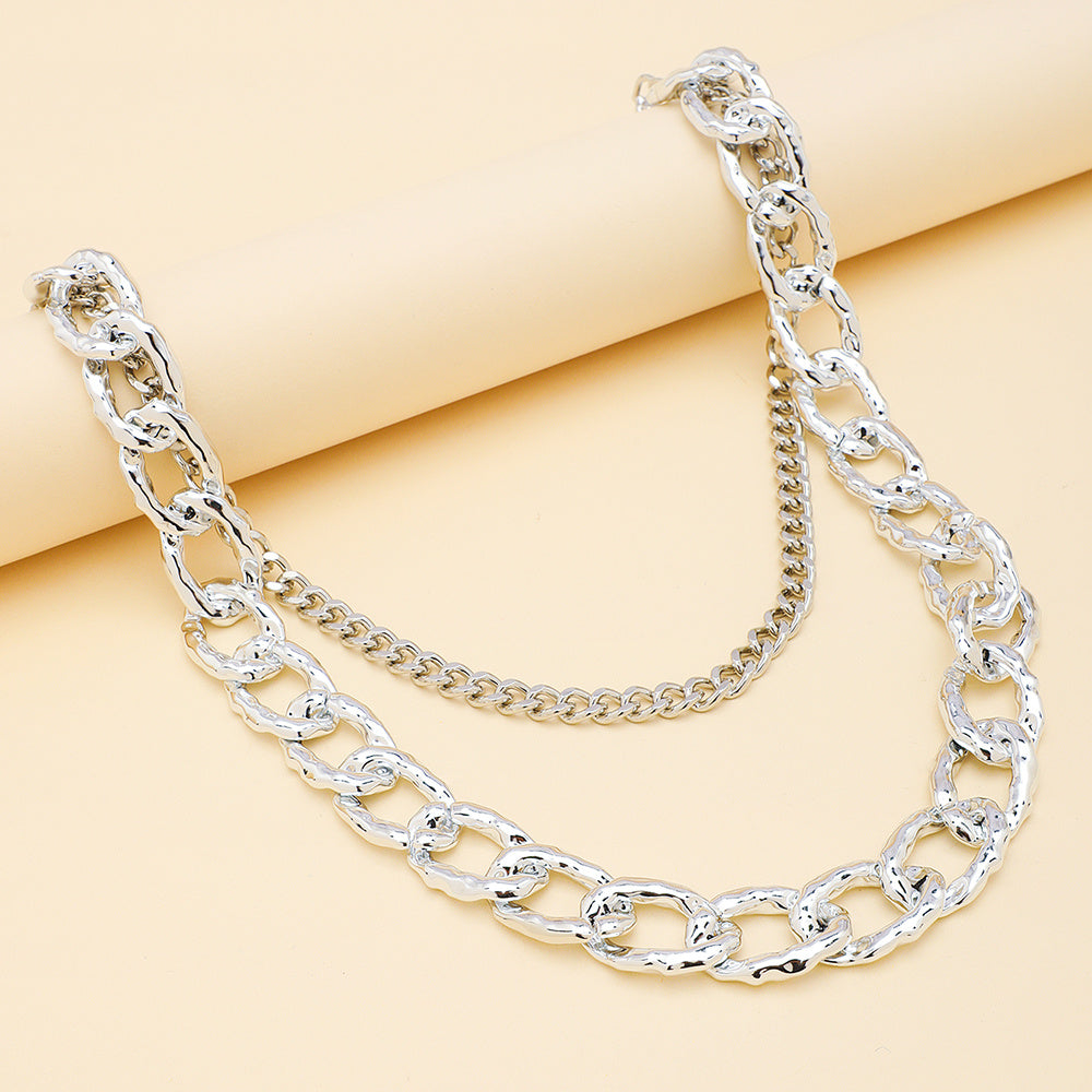 Silver Multi-layer Hollow Pants Chain Personality Design Thick And Thin Chain Simple Fashion With Denim Overalls