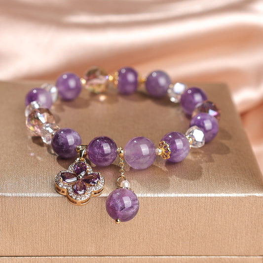 High-grade Natural Amethyst Beaded Bracelet