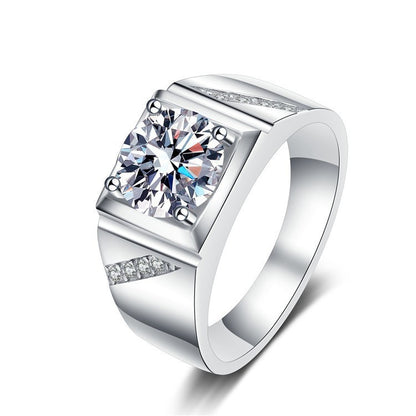 Fashionable And Novel Large Square Diamond Men's Ring