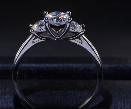 Moissanite Ring 1.2 Carat Three Rows Of  Gemstone Inlaid Fashion Women's Ring 925 Silver