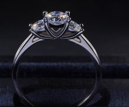 Moissanite Ring 1.2 Carat Three Rows Of  Gemstone Inlaid Fashion Women's Ring 925 Silver
